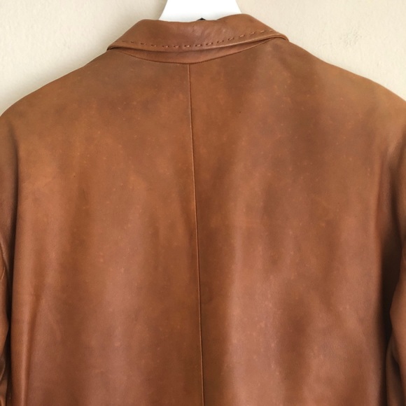 B&C Bod & Christensen Mens Jacket Coat Size 48 Brown Leather Distressed - Picture 6 of 14